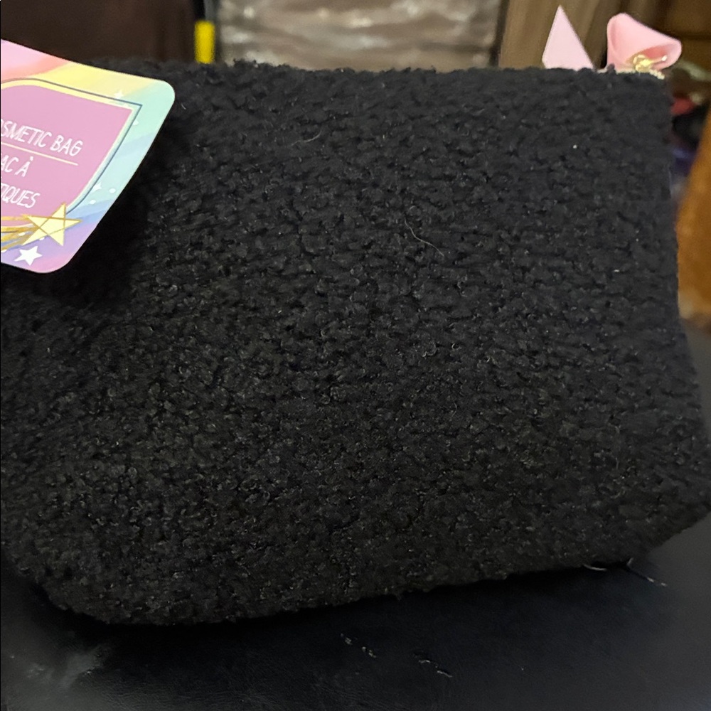 Elegant Black Textured Cosmetic Bag
